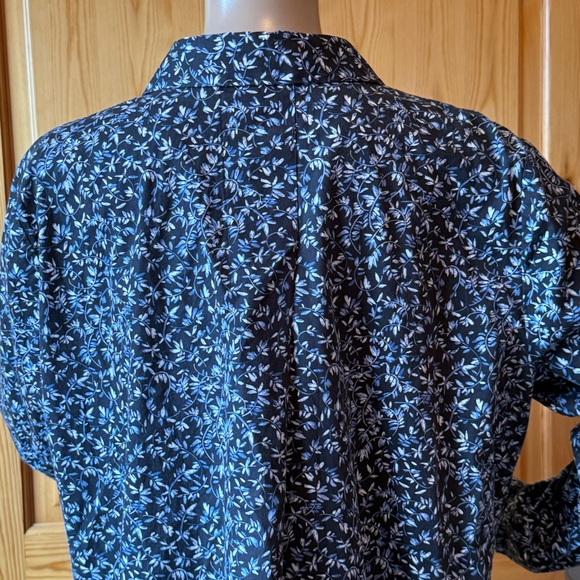 Lafayette 148 Womens Shirt Button Up Tunic Top Size XL Cotton Blue Floral - Picture 8 of 12